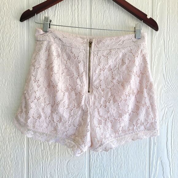 Kimchi Blue Pink Lace High Waist Short Shorts - Picture 2 of 5